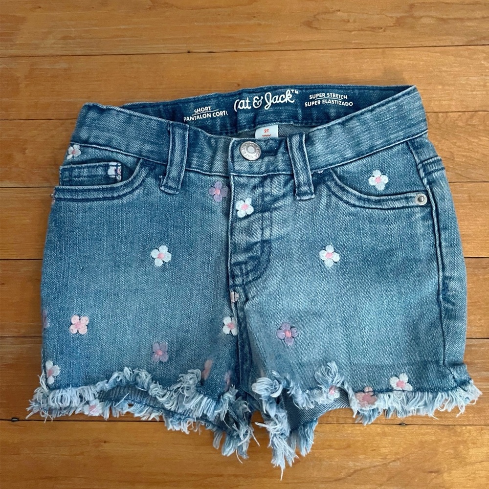 Toddler Denim Embroidered Shorts